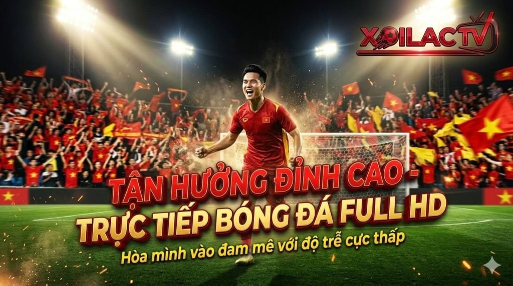 Cổ động viên ăn mừng bàn thắng cuồng nhiệt minh họa cho chất lượng trực tiếp bóng đá Full HD siêu mượt tại Xoilac TV